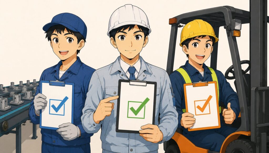 職種別の工場勤務自己PR例文のイラスト
