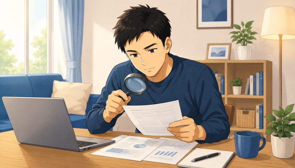 退職代行サービスの運営会社を調べる男性