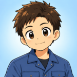 ブログ運営者こうじのプロフィール画像(工場勤務の作業服)